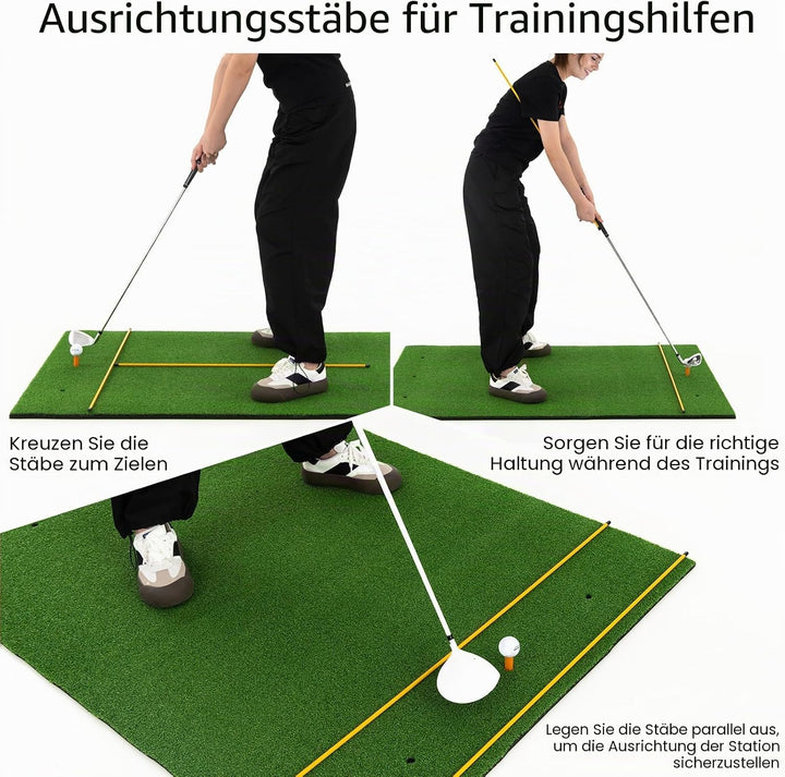 LIFEZEAL Golf Übungsmatte, Abschlagmatte Golf mit 6 Abschlagpositionen, Outdoor Sports Golf Training