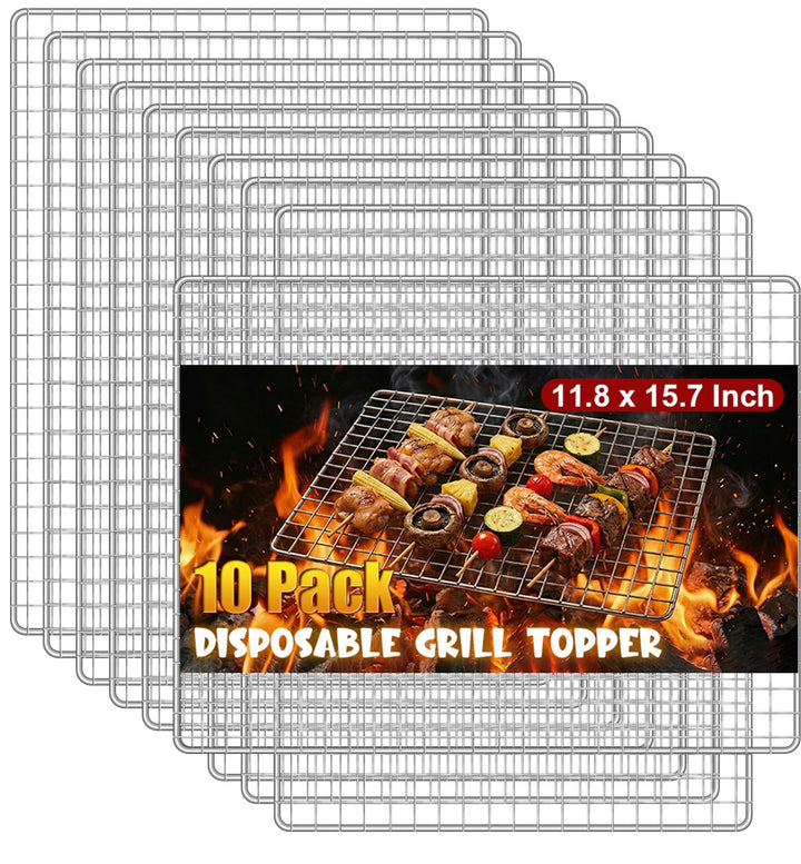 10 Stück Grillmatte Grillrost 30 x 40 cm Edelstahl