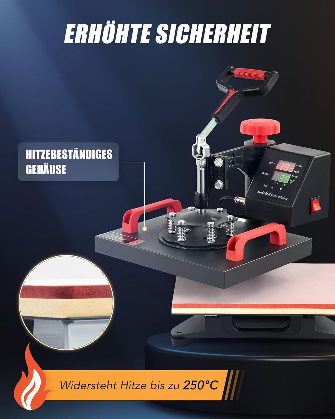 CREWORKS Hitzepresse Transferpresse Heat Press Heisspresse 360 Grad Schwenkbar DIY Mulitifunktional