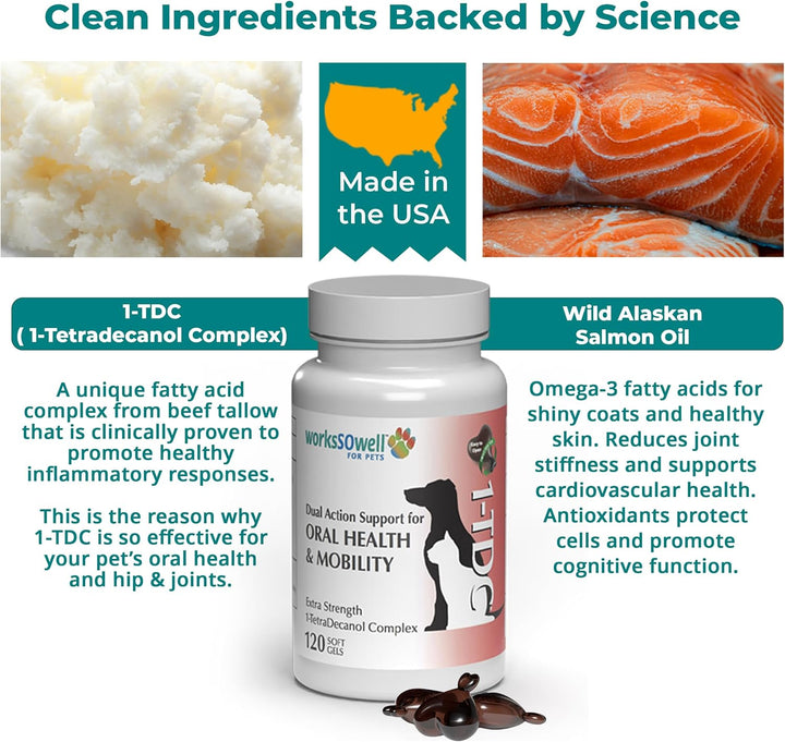 1-TDC Dual Action Periodontal & Joint Support for Dogs & Cats | 120 Twist Off Softgels by Elite Scie