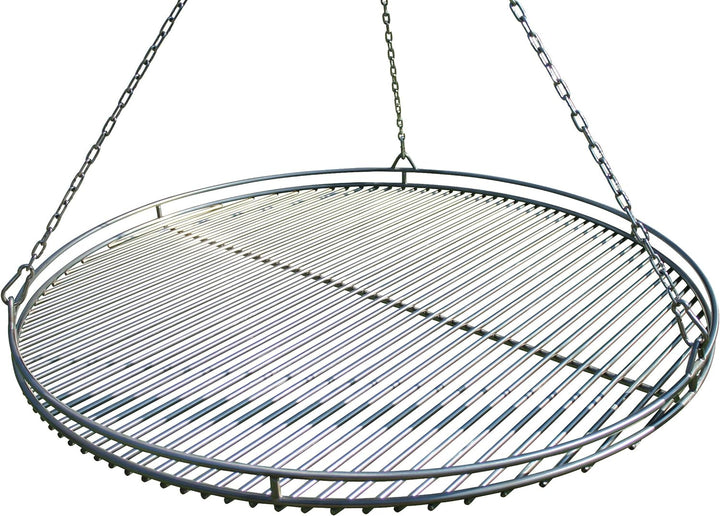 VEIKIN DESIGN Edelstahl Grillrost Ø 90 cm mit Reling und Kettensatz, Grillrost Rund für Schwenkgrill