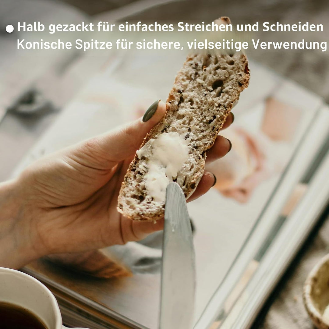 Alata Grand Edelstahl Poliert Besteck Set 8 Personen, Essbesteck 32 teilig, Glänzend, Spülmaschinenf