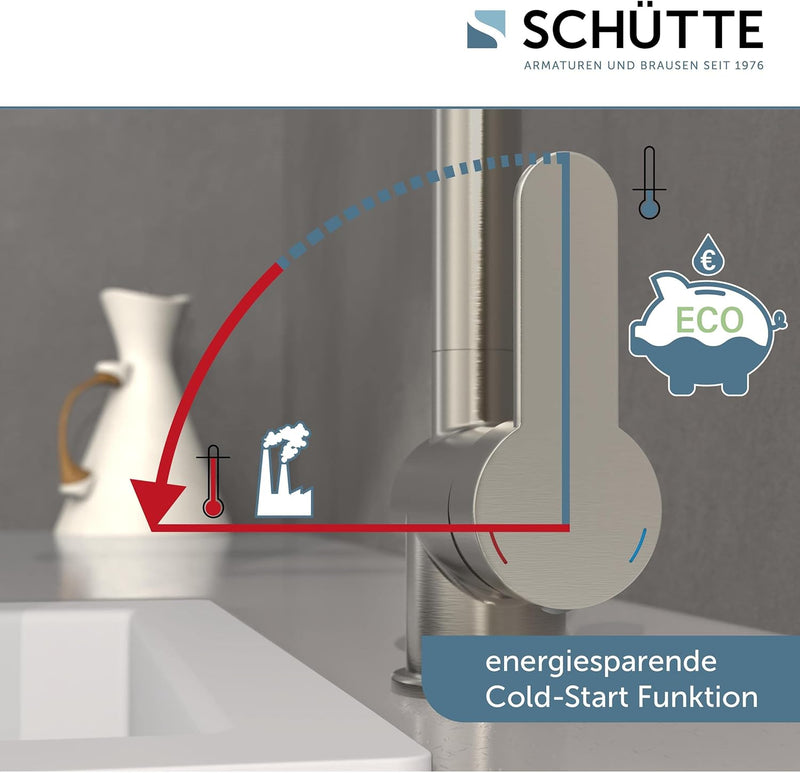 SCHÜTTE LONDON Küchenarmatur mit ausziehbarer Geschirrbrause, 360 Grad schwenkbarer Wasserhahn für d