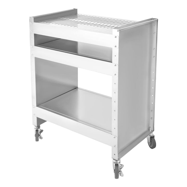 Edelstahl Grilltisch, Outdoor Grillwagen mit 3 Etagen, Grill Beistelltisch Outdoor, Grilltisch Rollw