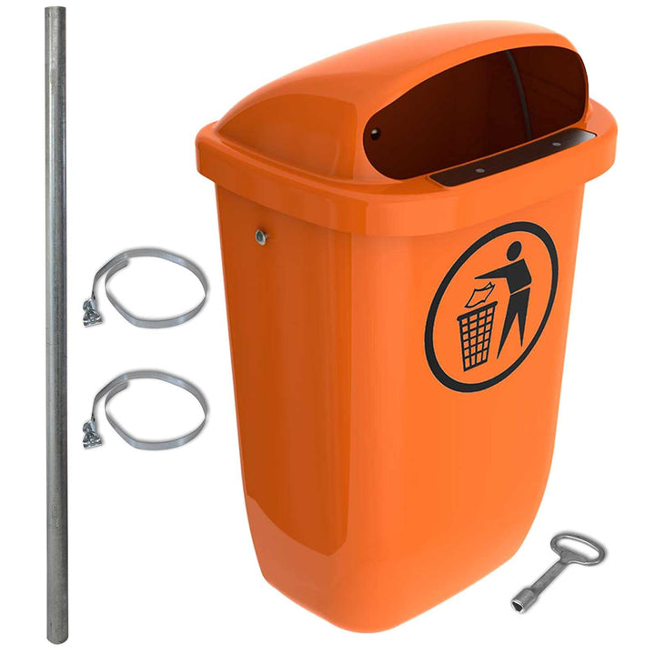 Sulo Original Set Abfallbehälter Papierkorb mit Regenhaube | Made in Germany | 50 Liter | Orange | M