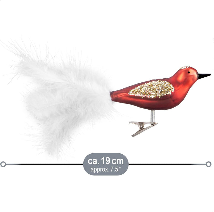 com-four® 6X Vogel auf Clip - glänzende Vögel mit Langen, weissen Schwanzfedern - Zierschmuck für di