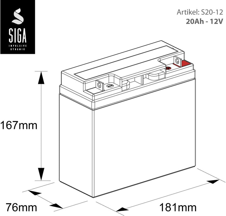 Blei Akku 12V 20AH AGM Gel Batterie ersetzt 17Ah 18Ah LC-RD1217P