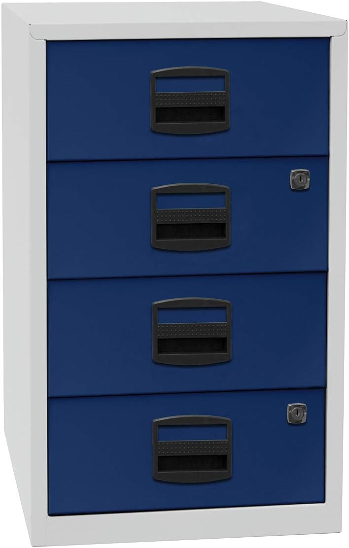 Bisley Home Beistellschrank PFA, 4 Universalschubladen, Metall, 506 Korpus Lichtgrau, Fronten Kardin