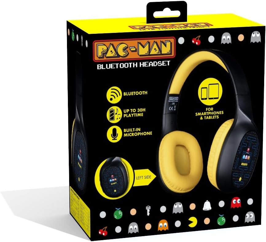Konix Pac-Man On-Ear-Kopfhörer kabellos Bluetooth 5.3 für Smartphones und Tablets - 30 Std. Akkulauf