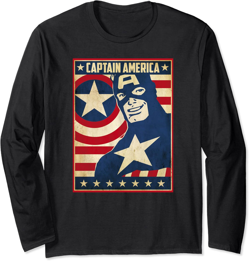 Marvel Comics Vintage Captain America Patriot Poster Langarmshirt