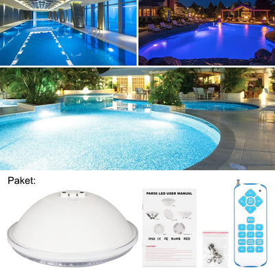 COOLWEST LED Poolbeleuchtung, 54W RGB Poolbeleuchtung Unterwasser Multi Mehrfarbige LED Teichbeleuch