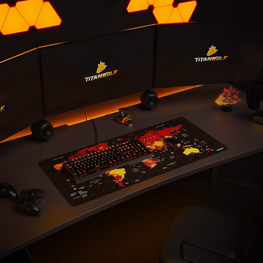 TITANWOLF – XXL Gaming Mauspad 900x400 mm - Tischunterlage Mousepad gross - Präzision und Geschwindi