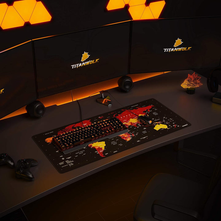 TITANWOLF – XXL Gaming Mauspad 900x400 mm - Tischunterlage Mousepad gross - Präzision und Geschwindi