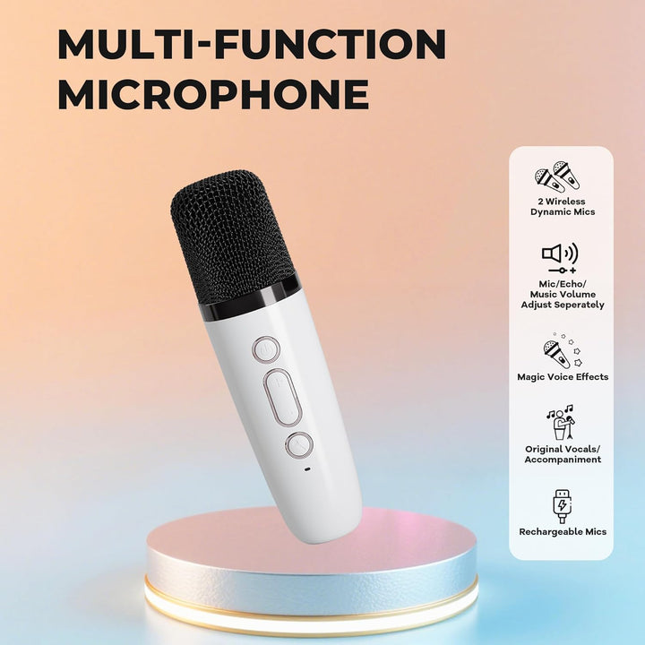 Ankuka Karaoke Maschine mit 1 Drahtlosen Mikrofonen für Kinder, Tragbares Bluetooth KTV Anlage, Laut