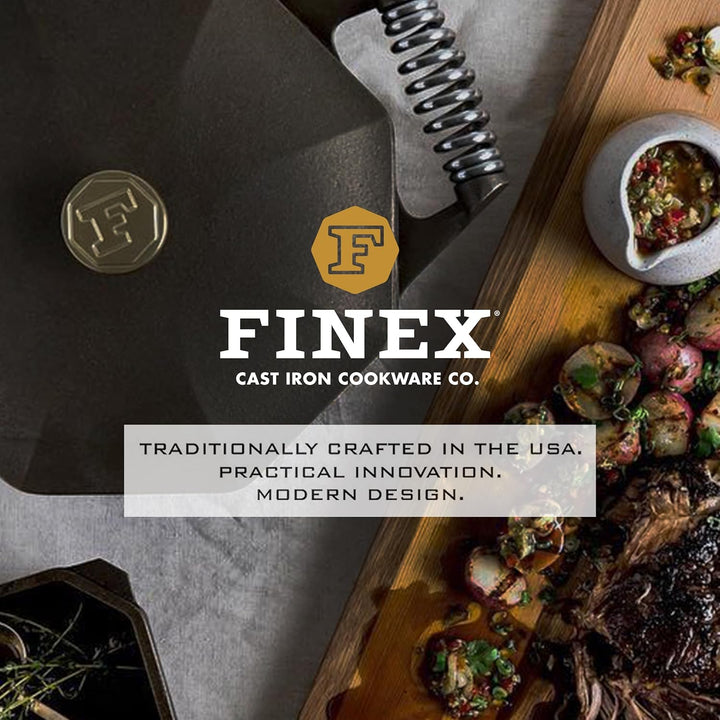 FINEX 25,4 cm Gusseisen-Grillpfanne, Grillpfannen mit überlegener Wärmeverteilung, nahezu antihaftbe