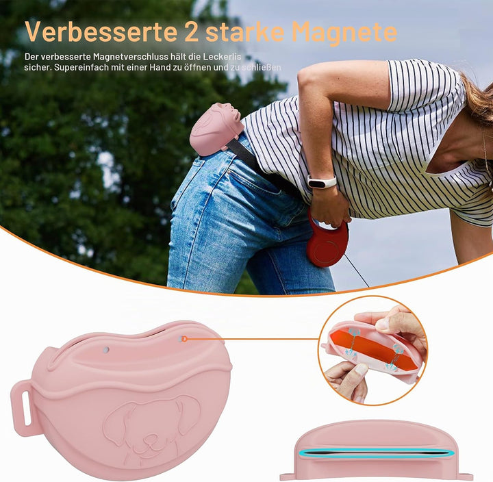 AWINNER Leckerli-Tasche für Hunde, Premium-Silikon, verbesserte 4 starke Magnete, verbesserter Magne