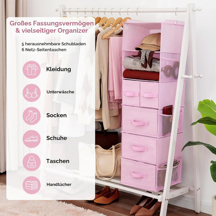 GRANNY SAYS Kleiderschrank Organizer Hängend, 1 Stück Hängeorganizer mit Schubladen, Rosa Hängeaufbe