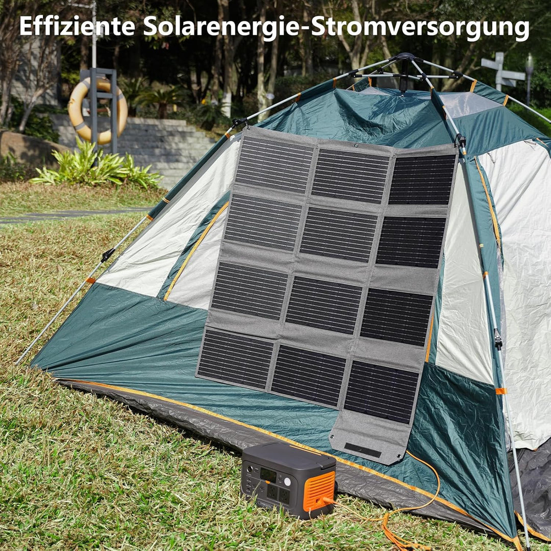 120W Tragbares Solarpanel, 19V Faltbares Solarladegerät Camping | mit USB C, USB A und DC Ausgängen,