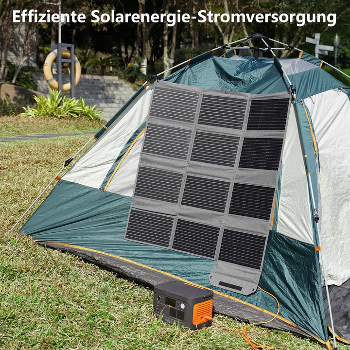 120W Tragbares Solarpanel, 19V Faltbares Solarladegerät Camping | mit USB C, USB A und DC Ausgängen,