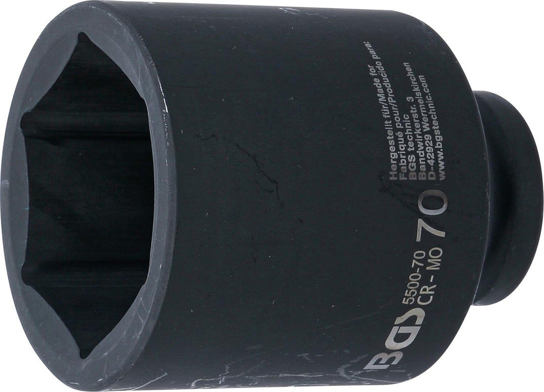 BGS 5500-70 | Kraft-Steckschlüssel-Einsatz Sechskant, tief | 25 mm (1") | SW 70 mm Schlüsselweite: 7