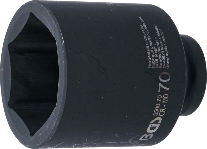 BGS 5500-70 | Kraft-Steckschlüssel-Einsatz Sechskant, tief | 25 mm (1") | SW 70 mm Schlüsselweite: 7