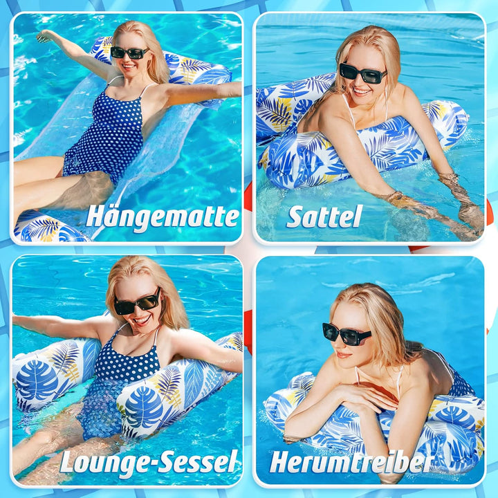 Amteker Luftmatratze Pool XL, 2 Stück Wasserhängematte Erwachsene, 4 in 1 Luftmatratze Wasser Pool Z