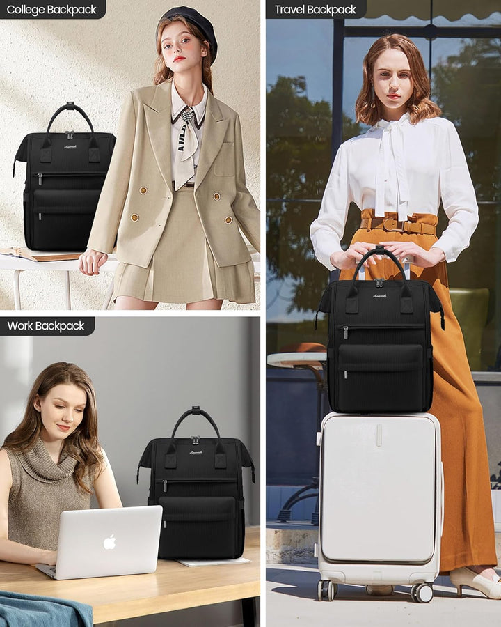 LOVEVOOK Schulrucksack Teenager Mädchen, 17,3 Zoll Laptop Schultasche Arbeitstasche Herren Damen, Wa