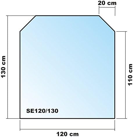 Sechseck 120x130cm Glas schwarz - Funkenschutzplatte Kaminbodenplatte Glasplatte f. Kaminofen (Schwa