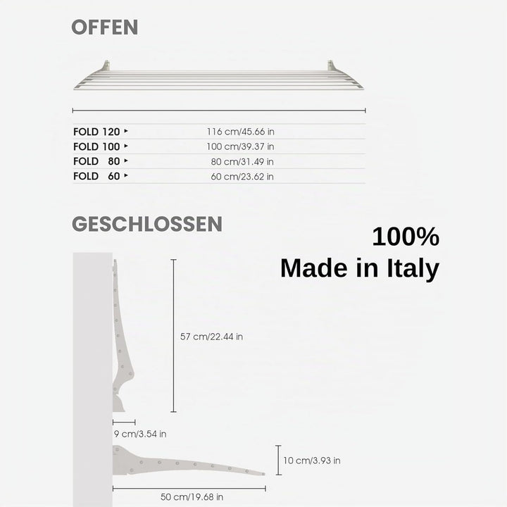 Foxydry Fold Wäscheständer für die Wand, vertikaler Wäscheständer für den Innen- und Aussenbereich a