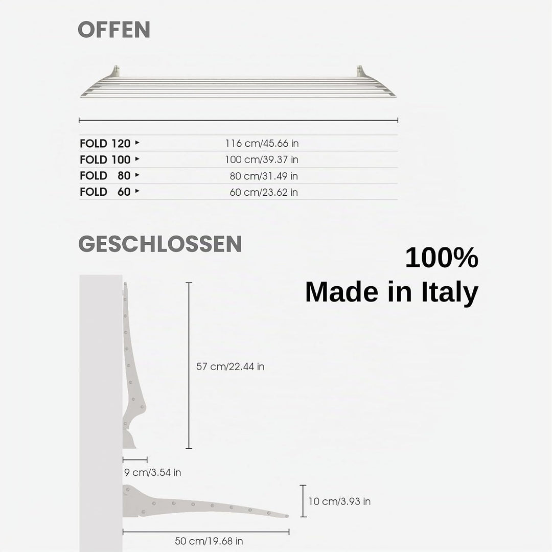 Foxydry Fold Wäscheständer für die Wand, vertikaler Wäscheständer für den Innen- und Aussenbereich a