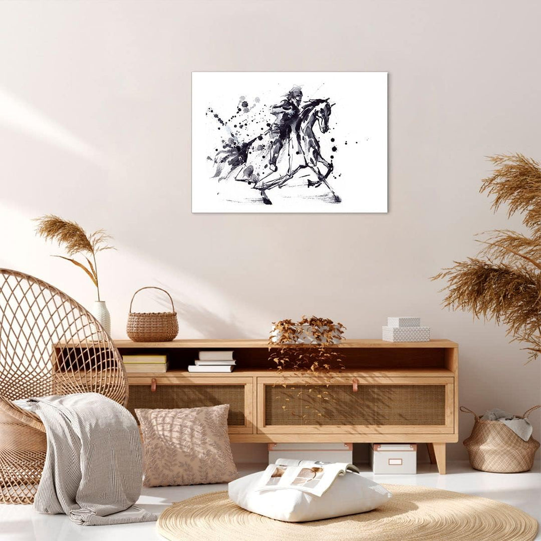 Bilder auf Leinwand Pferd Ritter Geschichte Reiten Leinwandbild 70x50cm Wandbilder Dekoration Wohnzi