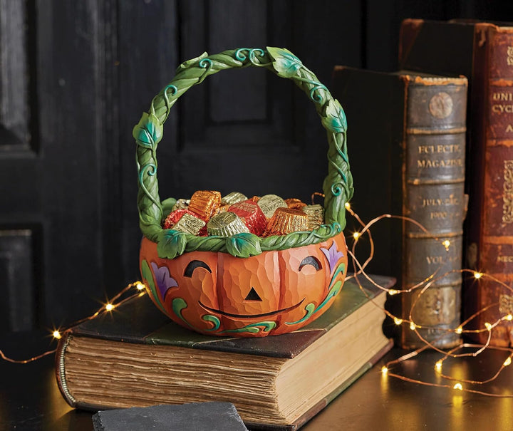 Enesco Jim Shore Heartwood Creek Halloween-Korb und Miniatur-Figuren-Set, 21 cm, mehrfarbig