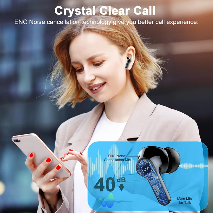 Bluetooth Kopfhörer, 2026 Kopfhörer Kabellos Bluetooth 5.4 HiFi Stereo, 50 Std Spielzeit In Ear Kopf