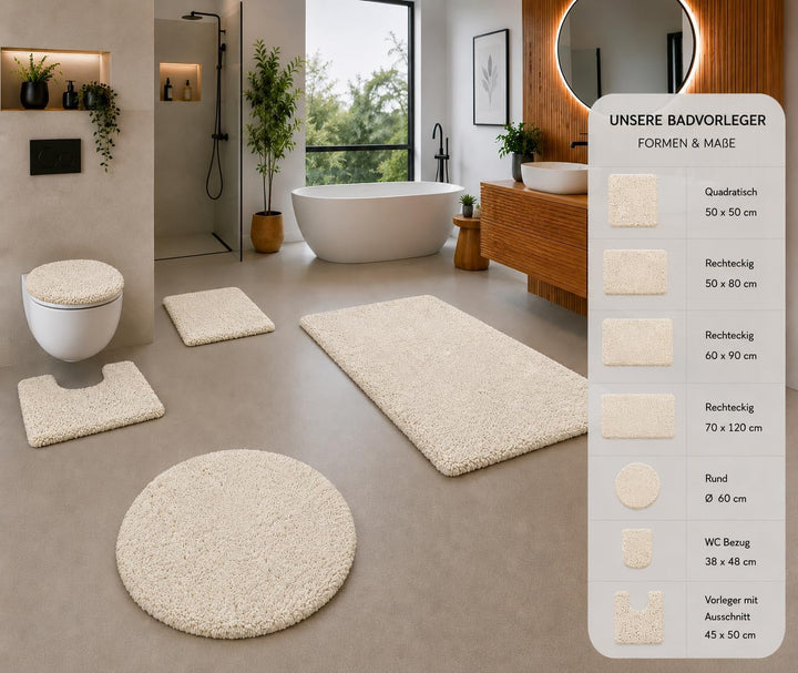 Brandsseller Badematte 70x120 cm Badezimmerteppich Badvorleger Badeteppich Beige 70x120 cm Beige, 70