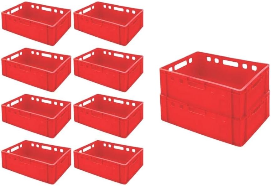 PROREGAL CHEFGASTRO Eurobehälter Fleischerkasten E2 | HxBxT 20x40x60cm | 41 Liter | Rot | Fleischerk