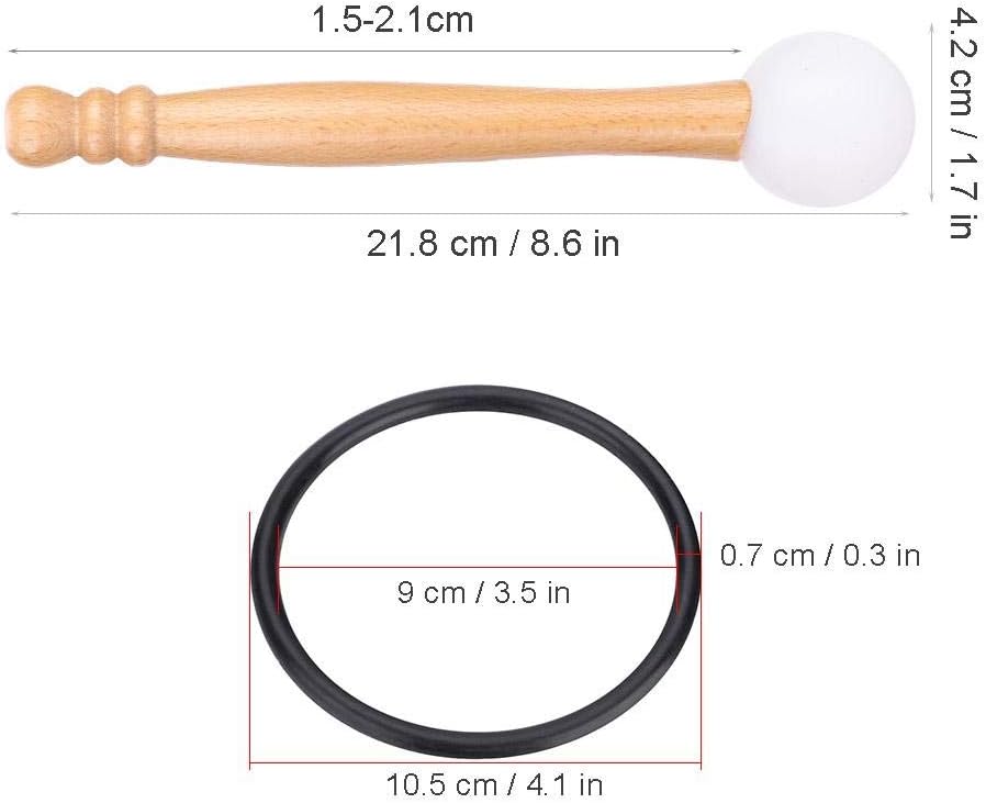 Klangschalenschlägel, mit Holzgriff und Gummi-O-Ring, Schlaginstrumententeile zum Spielen von Klangs