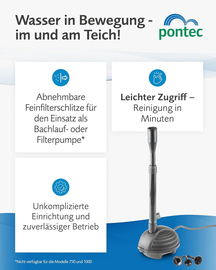 Pontec 56465 Wasserspielpumpe PondoVario 750, Wasserspiel, Teichpumpe, Fontänenpumpe, Gartenteich, Z