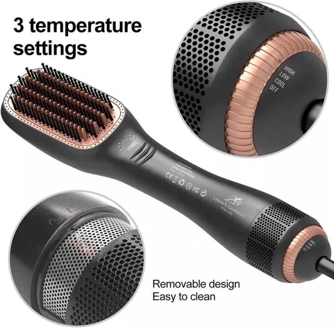 Lalano`S Cosmetics 3-in-1 Profi-Haartrockner &amp; Glättbürste, 1200 W, Keramik-Ionen-Technologie, 3 Tem