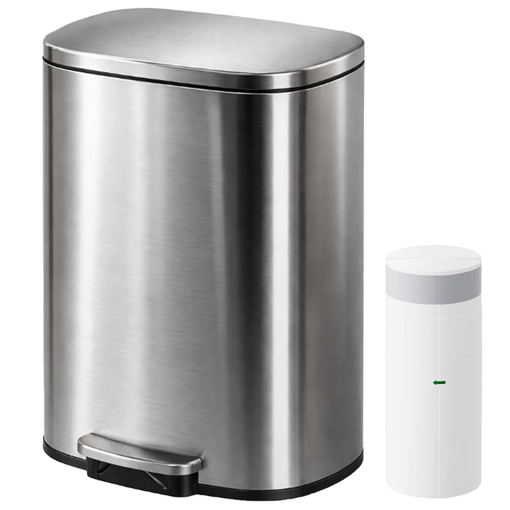 YASHE Mülleimer 50L, Grosser Abfalleimer Küche mit 20 Müllbeuteln, Tretpedal, Soft-Close Deckel, Lei