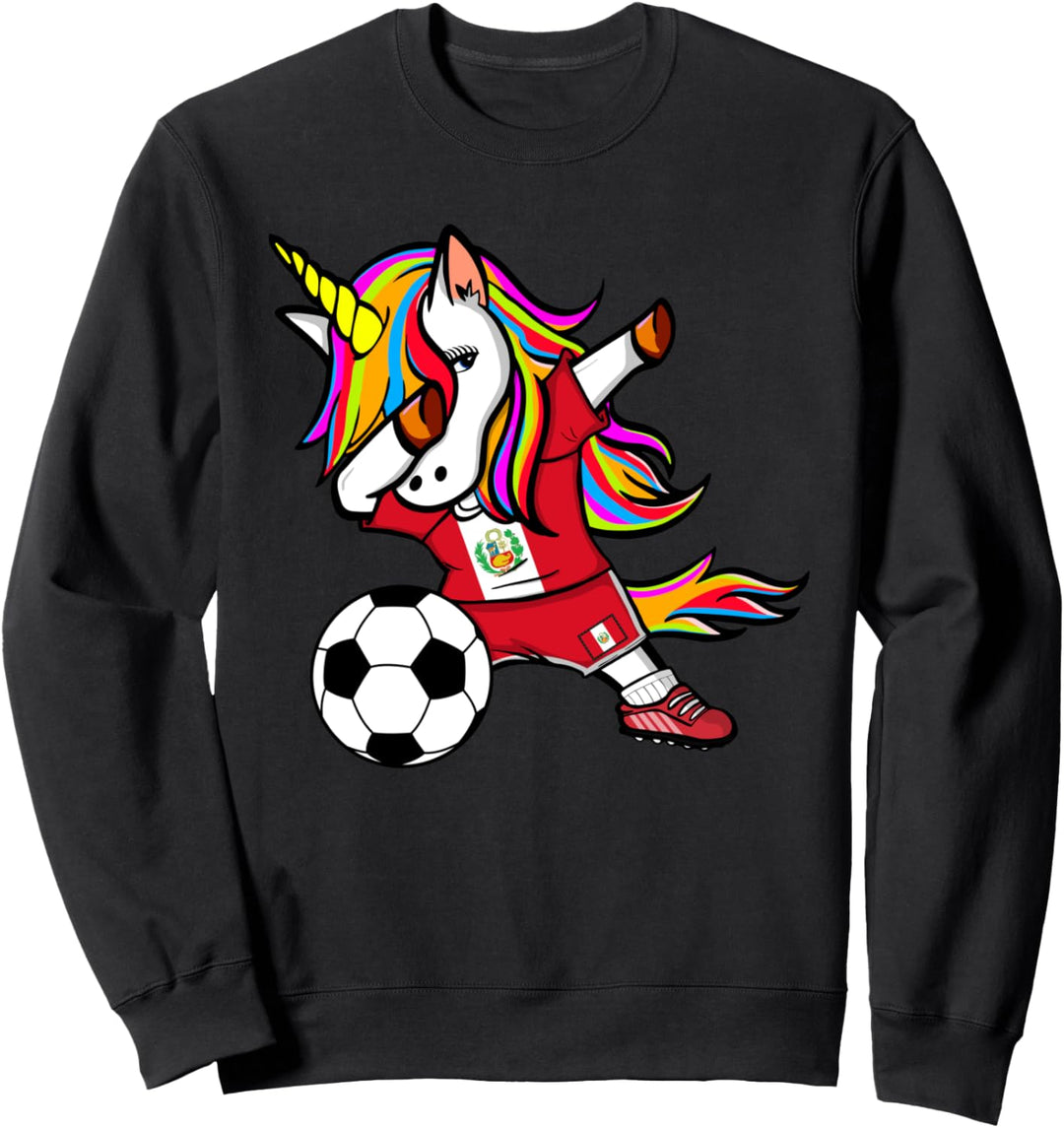 Dabbing Einhorn Unicorn Peru Fussball - Peruanische Flagge Sweatshirt