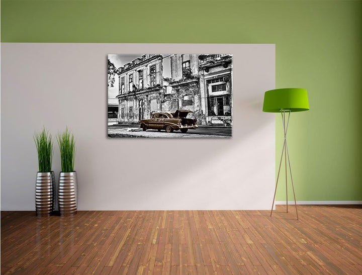 Pixxprint die Strassen Havannas als Leinwandbild/Grösse: 100x70 cm/Wandbild/Kunstdruck/fertig bespan