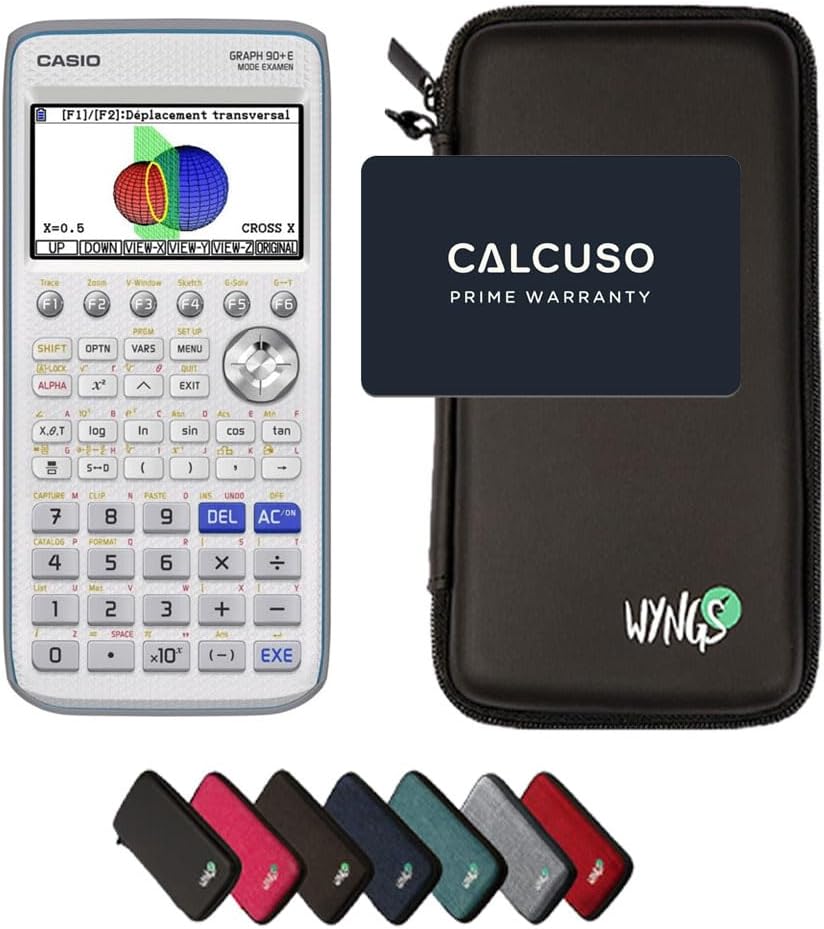 CALCUSO Sparpaket: Casio Graph 90 + E + WYNGS Schutztasche schwarz + Erweiterte Garantie von CALCUSO