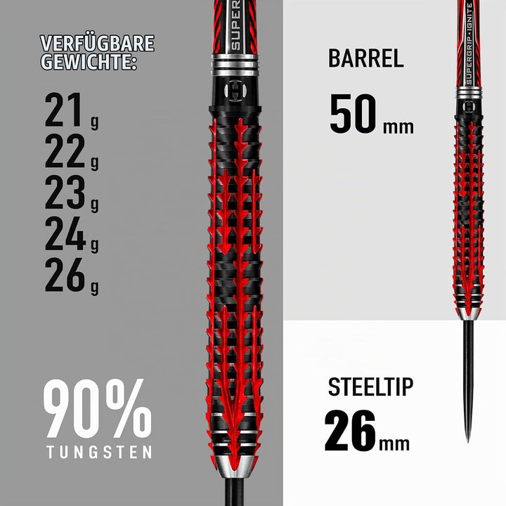 Harrows Fire Inferno 90% Tungsten Steel Tip Darts 25.0 Gramm, 25.0 Gramm