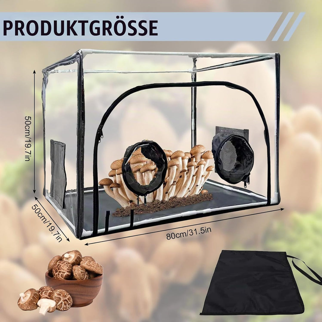 Still Air Box,Tragbares Mushroom Grow Kit, PVC Pilz-Wachstums-Set mit 2 Arm Ports, Faltbare Pilzzuch