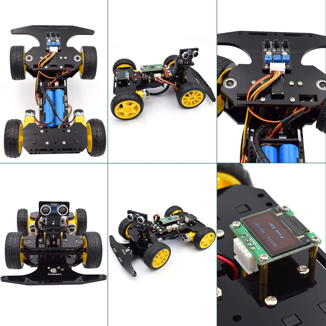 Adeept Smart Car Kit für Raspberry Pi Pico, Linienverfolgung, Hindernisvermeidung, buntes Licht, OLE