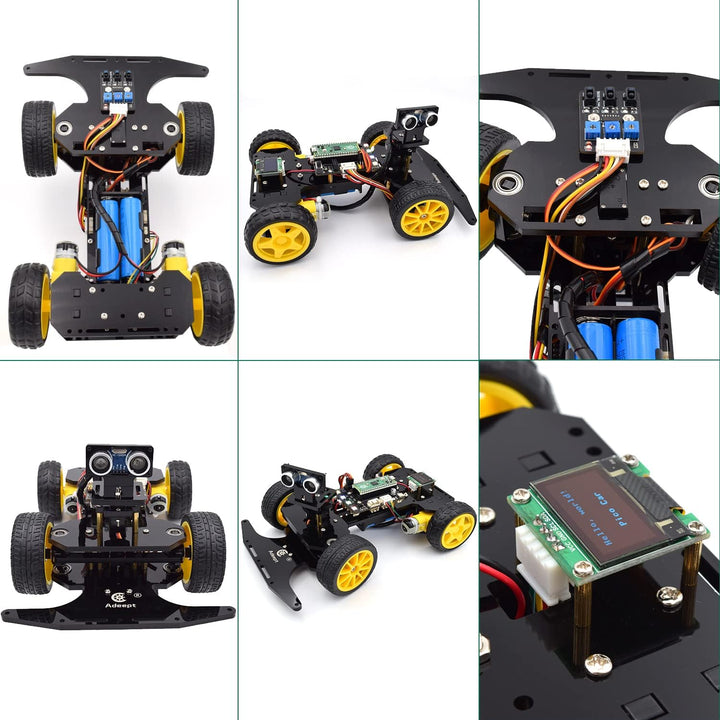 Adeept Smart Car Kit für Raspberry Pi Pico, Linienverfolgung, Hindernisvermeidung, buntes Licht, OLE