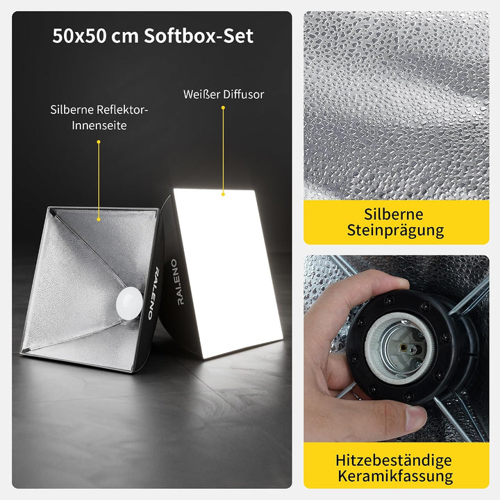 RALENO Softbox Kit, 85W CFL Softbox, daurlicht vdieo licht Fuer YouTube/INS Photografieren PS30, PS3
