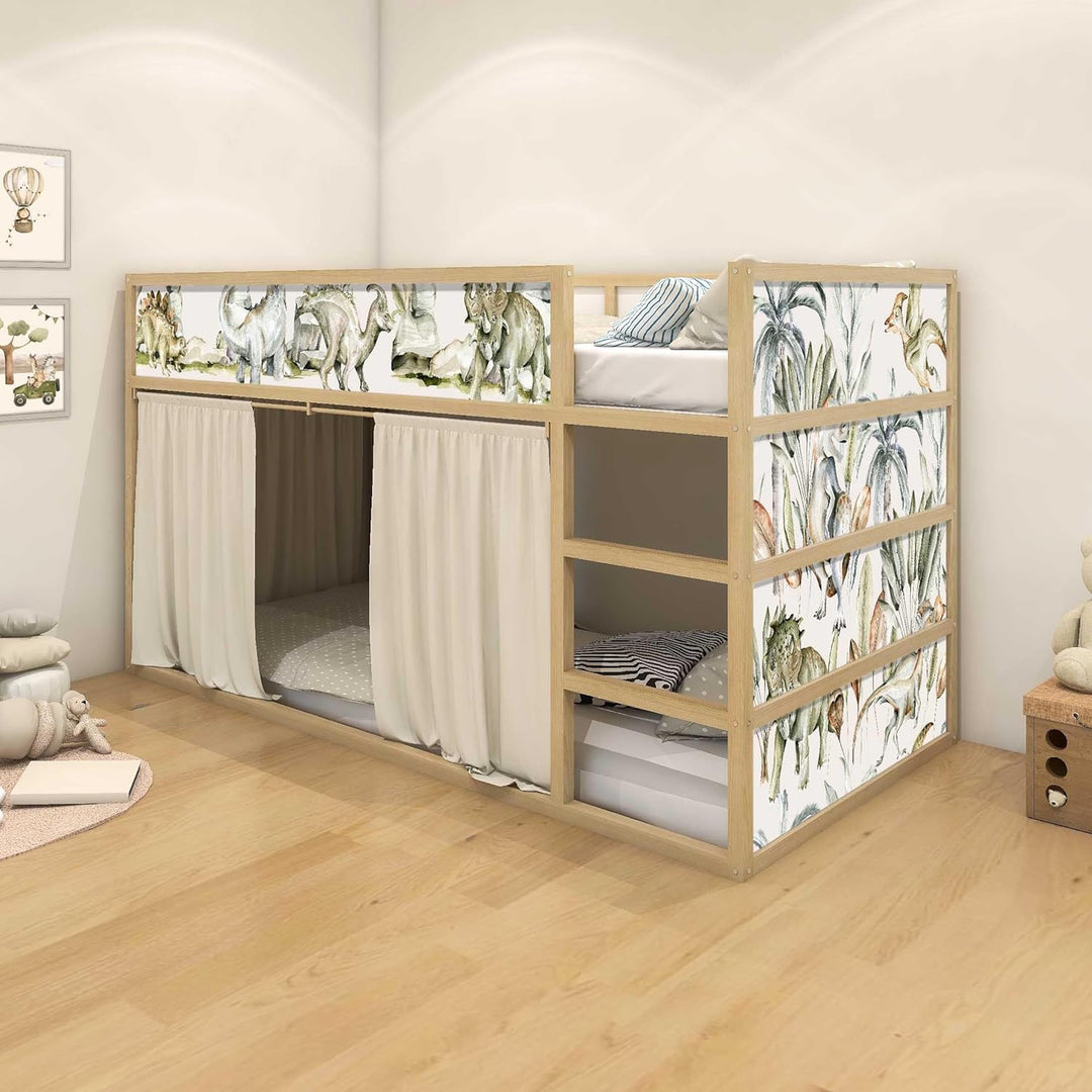 WANDKIND Aufkleber für IKEA KURA Kinderbett Hochbett Klebefolie Möbelfolie Sticker Kinderzimmer Dino