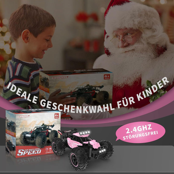 Carox Ferngesteuertes Auto,2.4 GHz 25 km/h RC Auto,1:18 Off Road Monstertruck mit Scheinwerfer und F