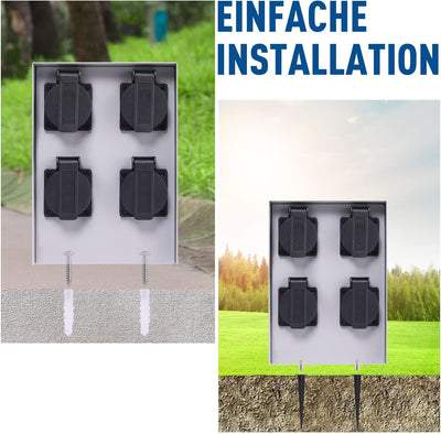 Gartensteckdose, Briidea steckdosensäule aussen Schutzklasse IP44 für den Aussenbereich, Aussensteck